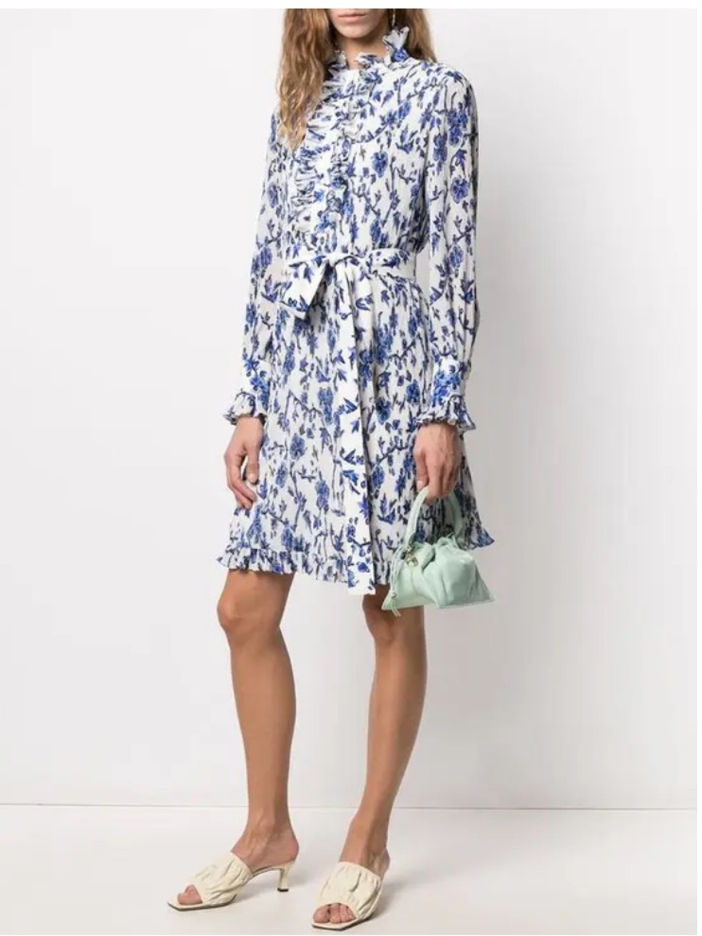 Tory Burch Deneuve Francesca Dimitri Print Dress Floral Mini Dress in Blue &